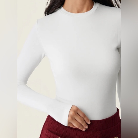 OGL Mid Thermal Essential Crew Slimming Brami Top - White MEDIUM - Picture 2 of 5